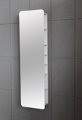 Бяла огледална PVC колона за баня с вътрешни рафтчета