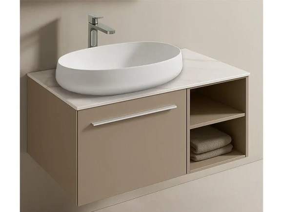 MDF шкаф за баня с мивка Goccia Castoro