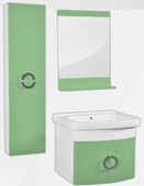 Комплект шкафчета за баня в бяло и зелено A24-C